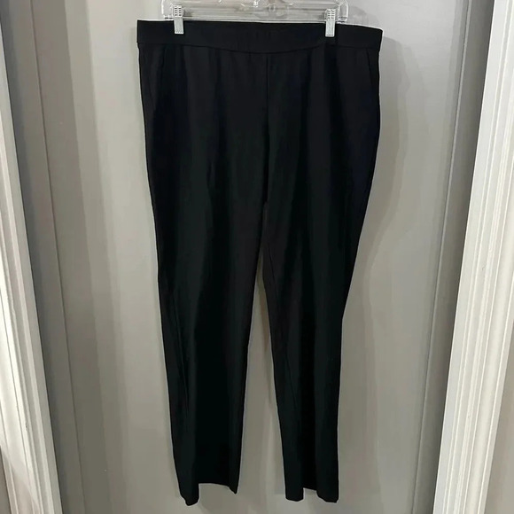 Eileen Fisher Stretch Crepe Pants Slim Fit Womens Large Black Pull On Ankle Pant - Picture 3 of 4